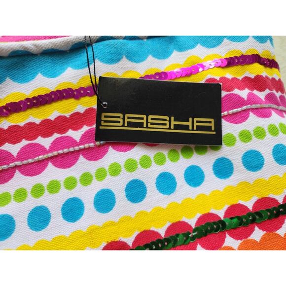 TOTE-NEWPORT NEWS-Bright Colors-Sequins-Beads-Beach-Carry On - Picture 9 of 16